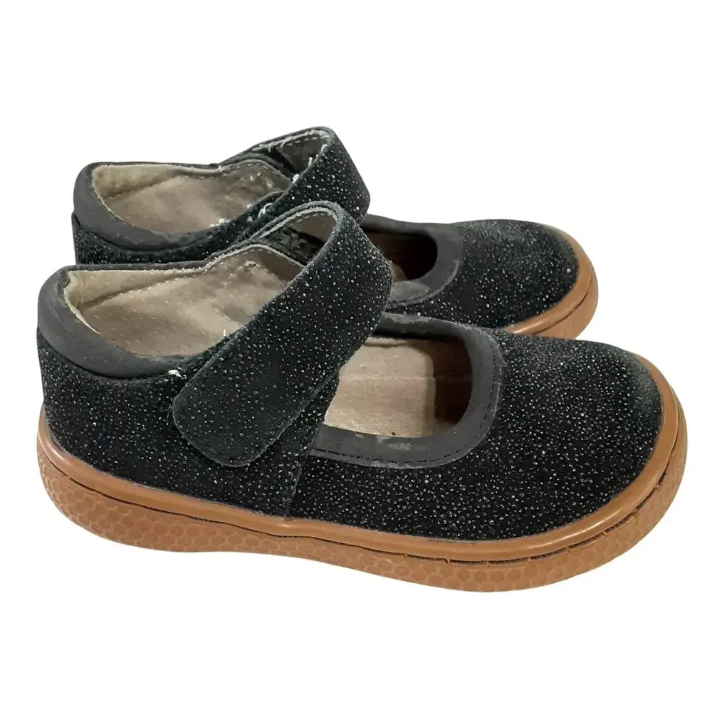 Livie & Luca Girls Gemma Mary Janes Black Glitter Ballet Flats Kids 5 Dress Shoe